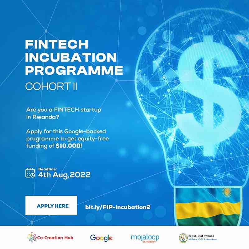 fintech incubation programme 2022. equity free