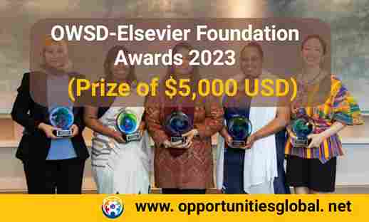 OWSD Elsevier Foundation Awards 2023 Prize of 5000 USD